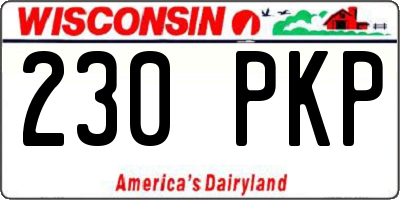 WI license plate 230PKP