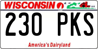 WI license plate 230PKS