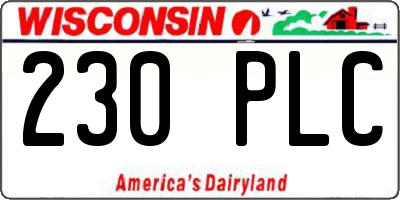 WI license plate 230PLC