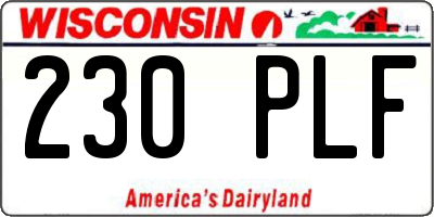 WI license plate 230PLF