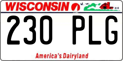 WI license plate 230PLG