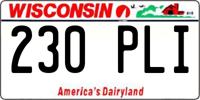 WI license plate 230PLI