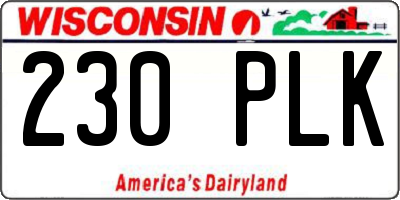 WI license plate 230PLK