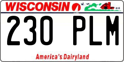 WI license plate 230PLM