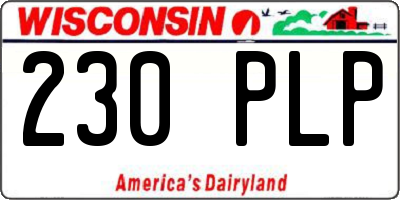 WI license plate 230PLP