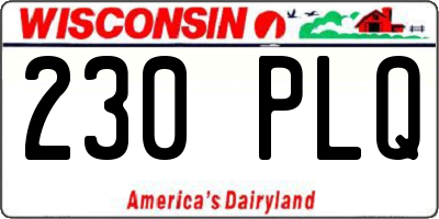 WI license plate 230PLQ