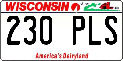 WI license plate 230PLS