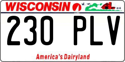 WI license plate 230PLV