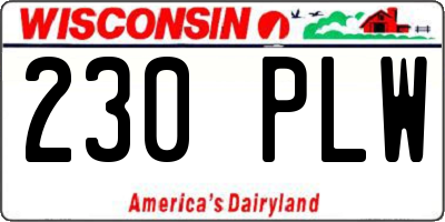 WI license plate 230PLW