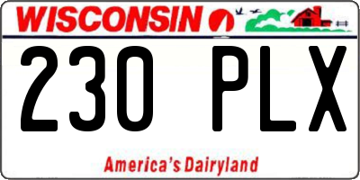WI license plate 230PLX