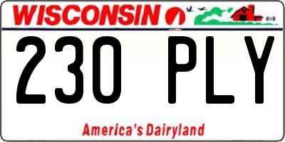 WI license plate 230PLY