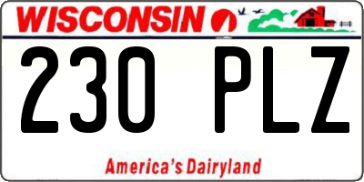 WI license plate 230PLZ