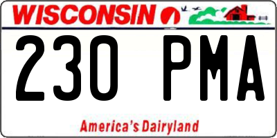 WI license plate 230PMA