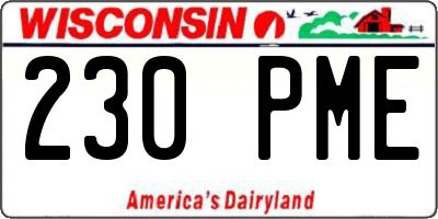 WI license plate 230PME