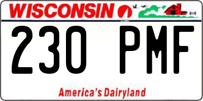 WI license plate 230PMF