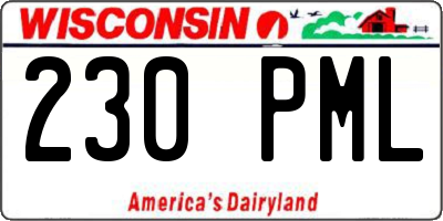 WI license plate 230PML