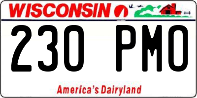 WI license plate 230PMO