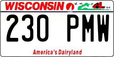 WI license plate 230PMW