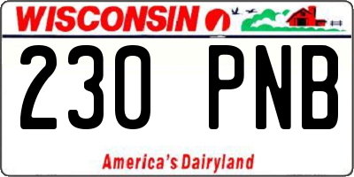 WI license plate 230PNB