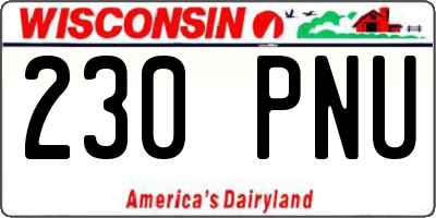 WI license plate 230PNU