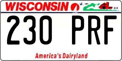 WI license plate 230PRF