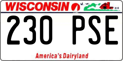 WI license plate 230PSE