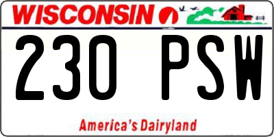WI license plate 230PSW