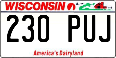 WI license plate 230PUJ