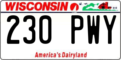 WI license plate 230PWY