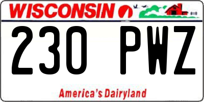 WI license plate 230PWZ