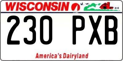WI license plate 230PXB