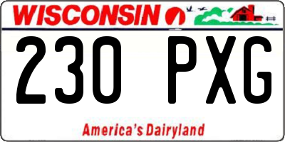 WI license plate 230PXG