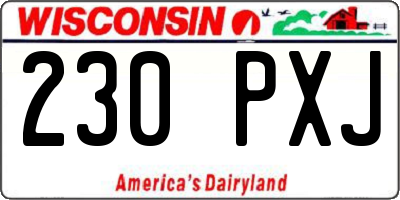 WI license plate 230PXJ