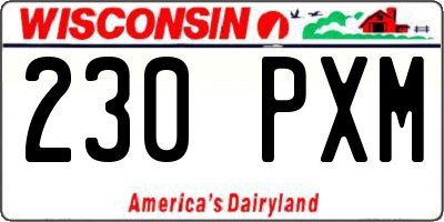 WI license plate 230PXM
