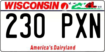 WI license plate 230PXN