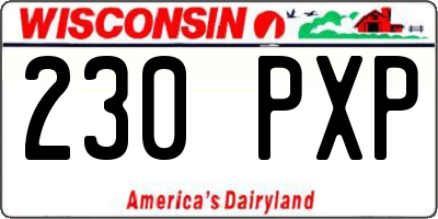 WI license plate 230PXP