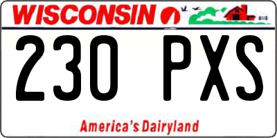 WI license plate 230PXS