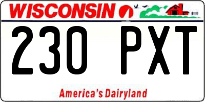 WI license plate 230PXT