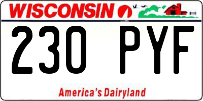 WI license plate 230PYF