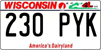 WI license plate 230PYK