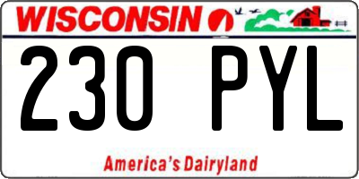 WI license plate 230PYL