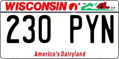 WI license plate 230PYN