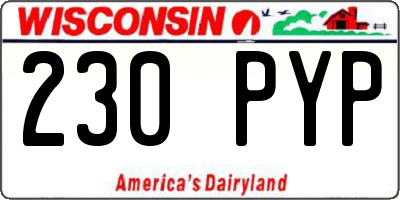WI license plate 230PYP