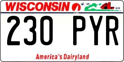 WI license plate 230PYR