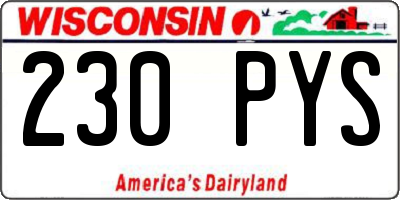 WI license plate 230PYS