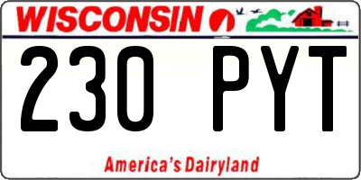 WI license plate 230PYT