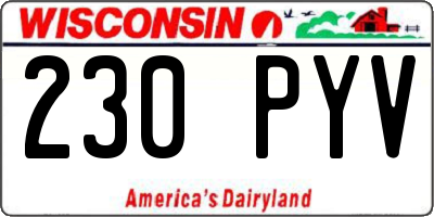 WI license plate 230PYV