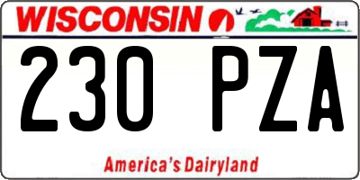 WI license plate 230PZA