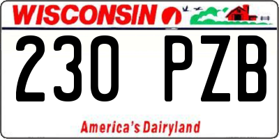 WI license plate 230PZB