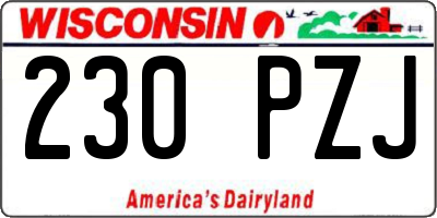 WI license plate 230PZJ